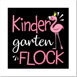 Flamingo Back To School Kindergarten Flock Posters and Art